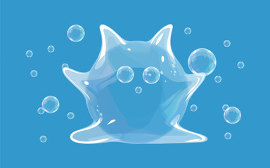 Transparent soap bubbles in the shape of children's toys. Vector illustration.