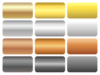 メタルグラデーションセット　金銀銅黒鉄　角丸