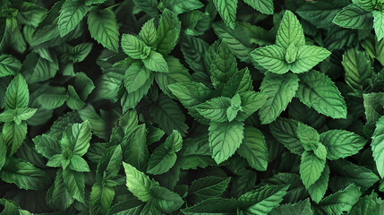 background of green mint leaves and mint plants - obrazy, fototapety, plakaty
