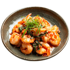 Front view of Saeujeot with Korean salted and fermented shrimp isolated on a white transparent background