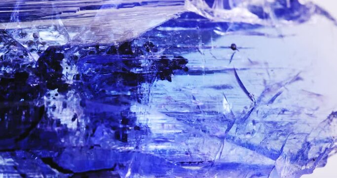 gemmy tanzanite (blue violet zoisite) macro footage