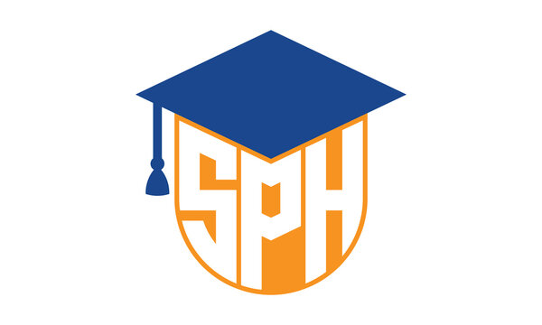 SPH initial letter academic logo design vector template. school college logo, university logo, graduation cap logo, institute logo, educational logo, library logo, teaching logo, book shop, varsity