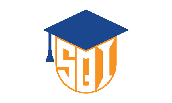 SQI initial letter academic logo design vector template. school college logo, university logo, graduation cap logo, institute logo, educational logo, library logo, teaching logo, book shop, varsity