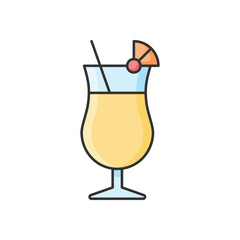 Color Line Pina Colada vector icon