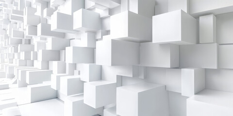 Abstract white background with cubes and blocks. Vector illustration. 3d   white cube boxes and square elements for presentation design. banner