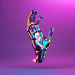 Obraz premium 3d holographic hand gesture 