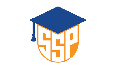 SSP initial letter academic logo design vector template. school college logo, university logo, graduation cap logo, institute logo, educational logo, library logo, teaching logo, book shop, varsity
