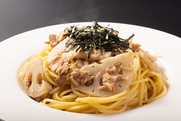 蓮根とツナの和風パスタ