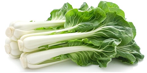 Serene and Tranquil Bok Choy on Pristine White Background,Capturing the Essence of Nature's Leafy Bounty