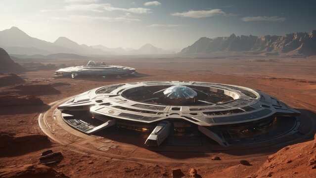 futuristic human colony in the Mars