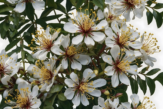 Mesua ferrea flowers with an isolated background