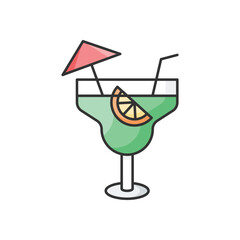Color Line Lime Juice vector icon