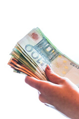 EURO money banknotes, detail photo of EUR