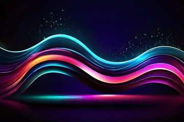 Vector glowing wave neon flowing curve background Generative AI - obrazy, fototapety, plakaty