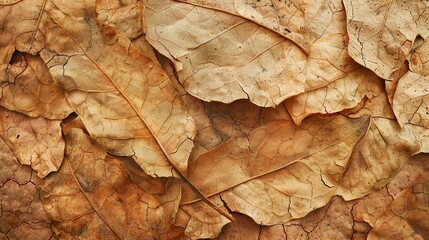 A stunning close-up photograph of a variety of fallen leaves in various stages of decay, creating a beautiful and intricate pattern of veins and textu