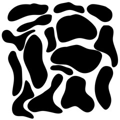 Cow seamless pattern in black, Black Freeform repeating shapes. Cartoon doodle style vector illustration