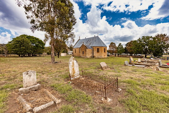 Cemetery on the grounds of St Columba of Iona Anglican Church in Cassilis, regional New South Wales