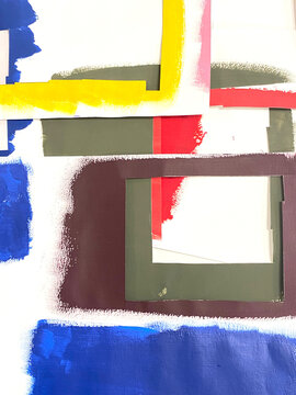 Essais de couleurs en gouache sur papier