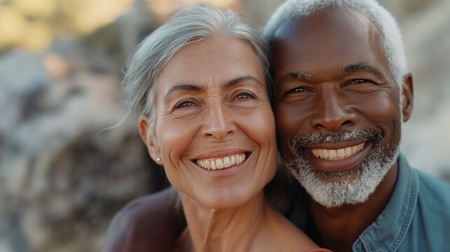 biracial senior couple
