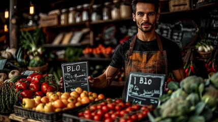 A vegetable stall with 100 percent organic vegetables - obrazy, fototapety, plakaty