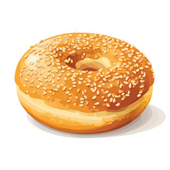 Freshly baked bagel with sesame seed topping icon i