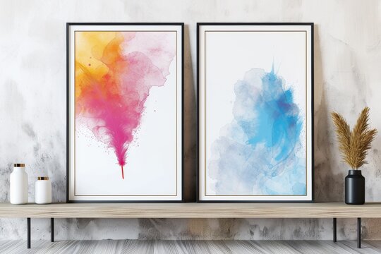 pink and blue poster mockup
