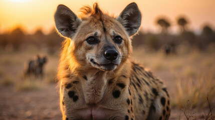 Portrait of Hyena at sunset  - obrazy, fototapety, plakaty