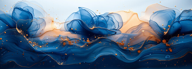 Meeresflüstern in Blautönen: Grafische Elemente in abstrakter Kunst als Hintergrundbild