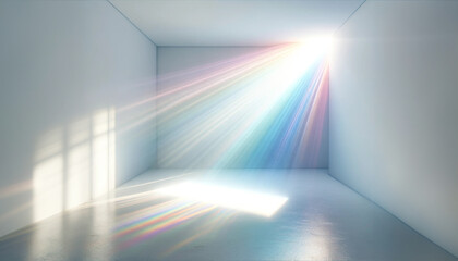 白い部屋の空間で輝く光
