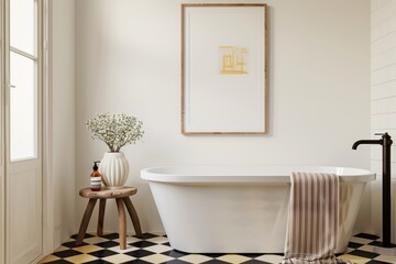 Fototapeta na wymiar Elegant bathroom interior still life. Home spa relaxation concept.