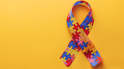 Puzzle autism awareness ribbon, Autism Awareness Day Concept