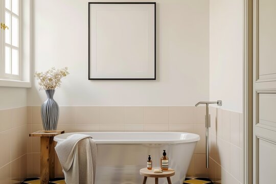 Elegant bathroom interior still life. Home spa relaxation concept.