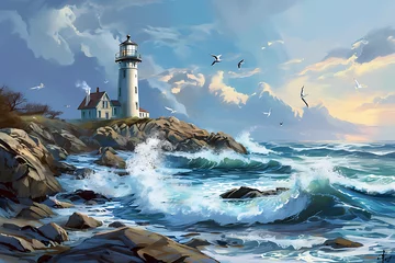 Foto op Canvas lighthouse on the coast © khan