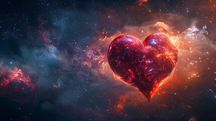 A heart bomb floating in space - obrazy, fototapety, plakaty