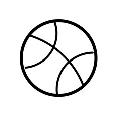 white tennis ball sketch icon on white background