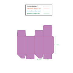 Syrup box Size 12x6x6 cm dieline template, vector design