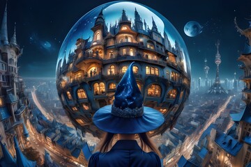 Halloween city in bubble