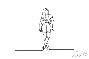 continuous line vector illustration design of standing woman