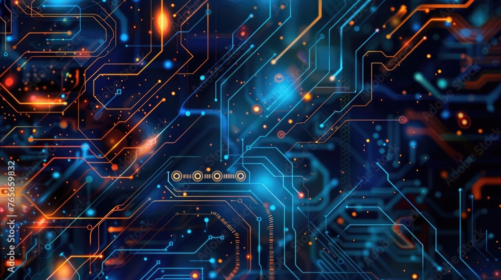 Poster abstract expression of digital connectivity circuit board. generative ai