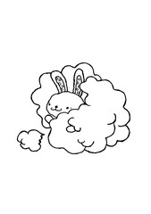 煙に巻くうさぎちゃん_線画