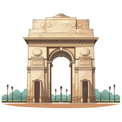 India gate delhi flat vector illustration isolated