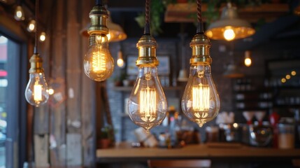 Obraz premium Hanging Light Bulbs Fixture