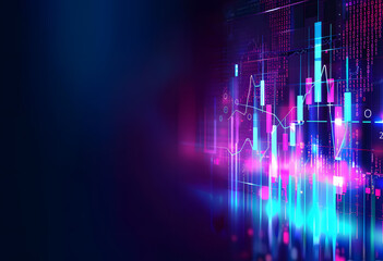 Modern Finance-Styled Background: Highlighted Trading Charts Glow, Suitable for Business and Marketing Use