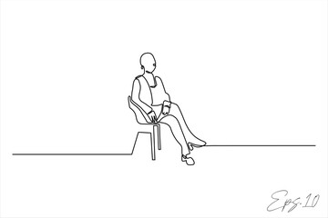 continuous line vector illustration design of sitting person
