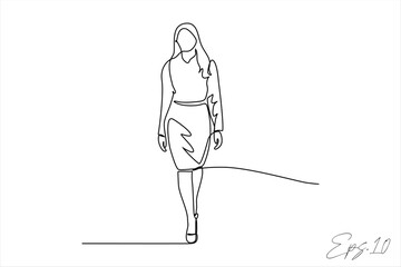 continuous line vector illustration design of woman walking