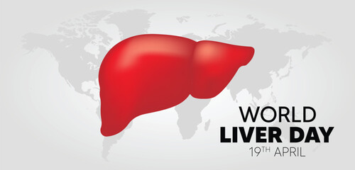 liver day 19 April liver on world map vector poster 