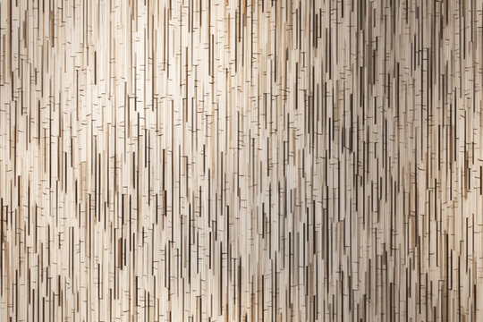 A wooden wall with a pattern of brown and white stripes