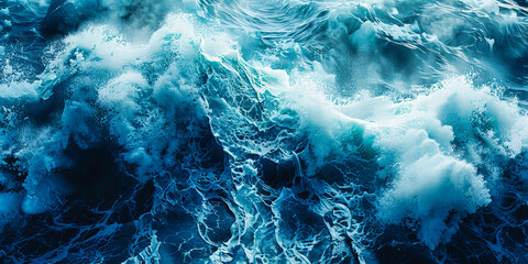 Powerful sea waves crashing, capturing the untamed beauty and energy of the ocean in motion - obrazy, fototapety, plakaty