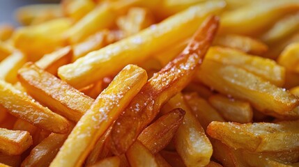 A Pile of French Fries on Table