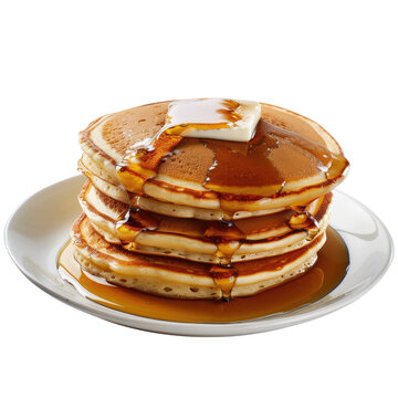 recommend clip art: Stack of fluffy pancake with syrup isolated on transparent background